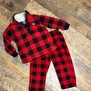 CARTER’S Buffalo Plaid Fleece Pullover and Pants Set, 2T/3T